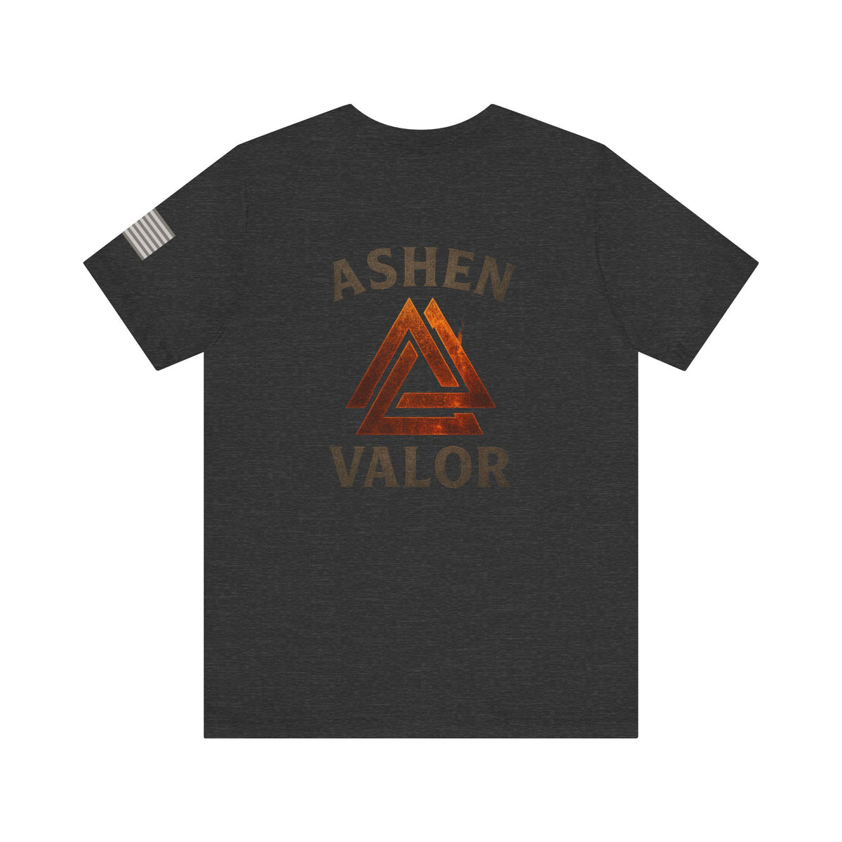 Ashen Valor Flame Logo Tee – Front AV Emblem & Back Fire Graphic