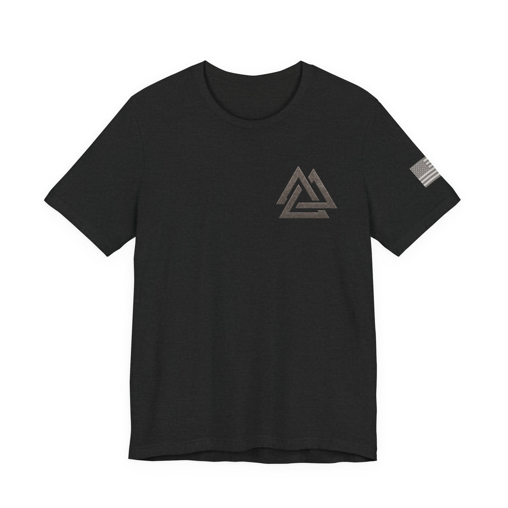 Ashen Valor Flame Logo Tee – Front AV Emblem & Back Fire Graphic