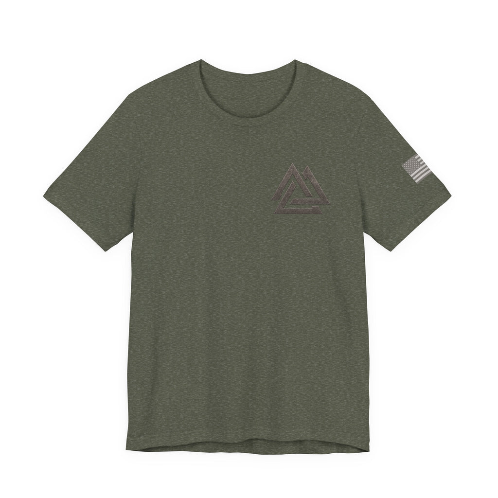 Ashen Valor Flame Logo Tee – Front AV Emblem & Back Fire Graphic