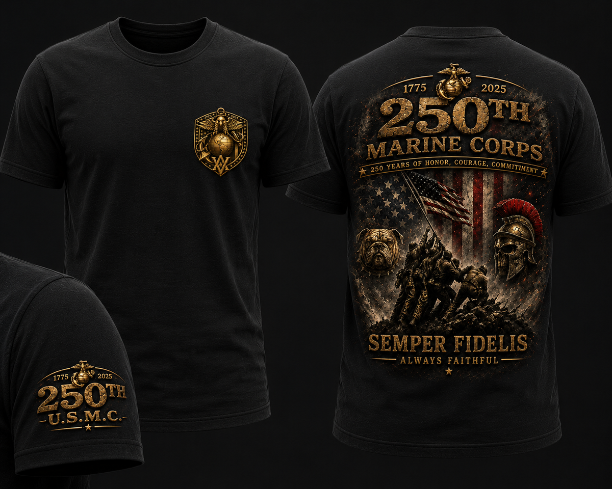 Marine Corps 250th Anniversary T-Shirt — Semper Fidelis Veteran Tribute Tee