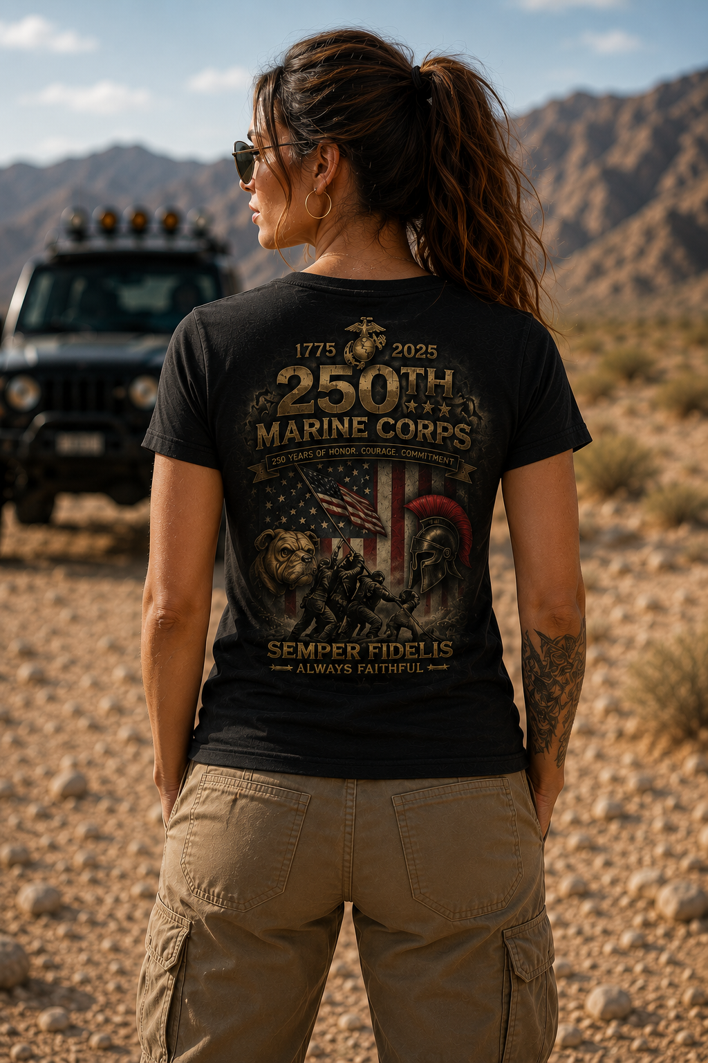 Marine Corps 25th Anniversary V-Neck T-Shirt — Semper Fidelis Commemorative Tee