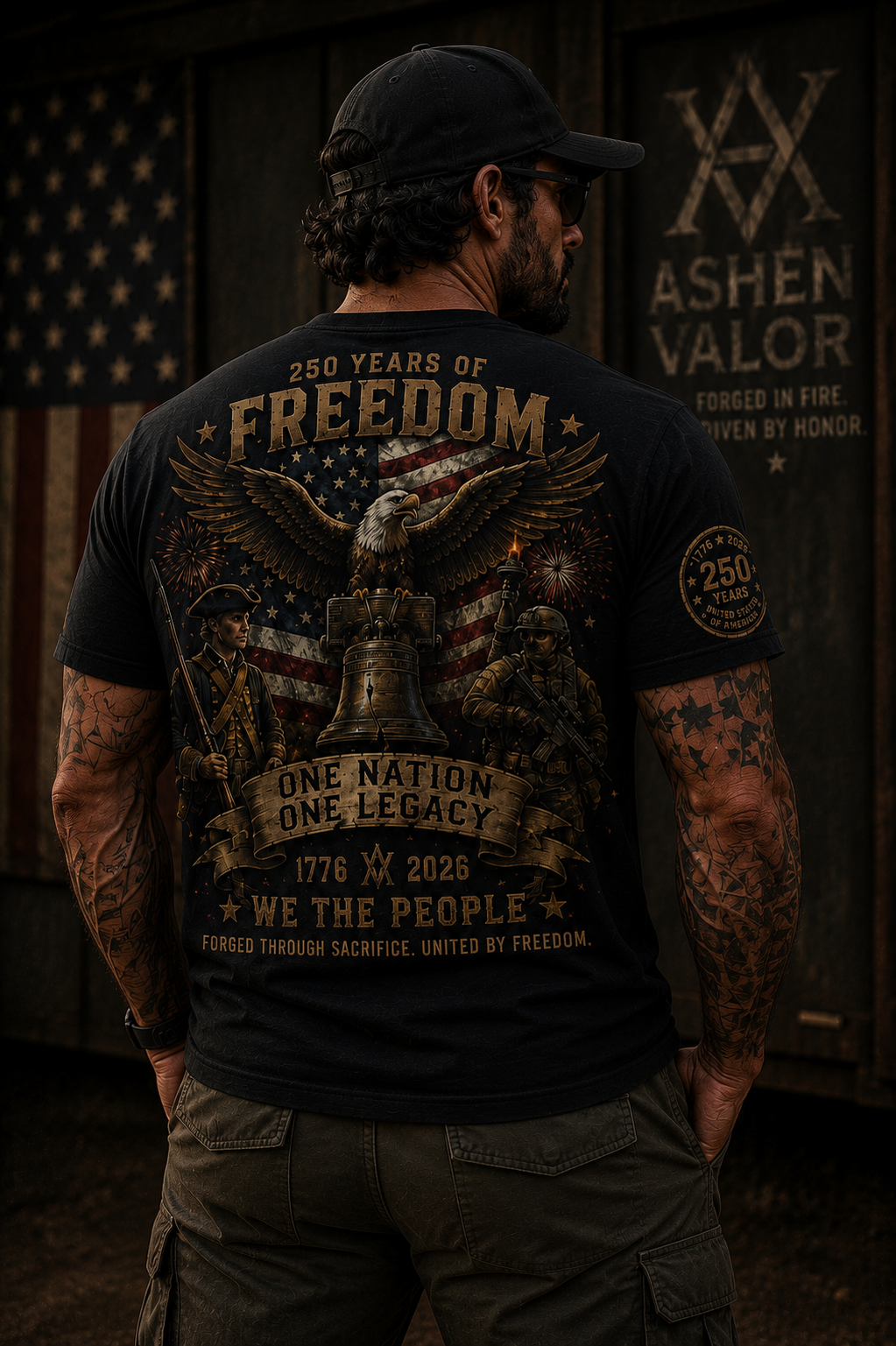 America 250 — "250 Years of Freedom: One Nation, One Legacy" Patriotic Tee
