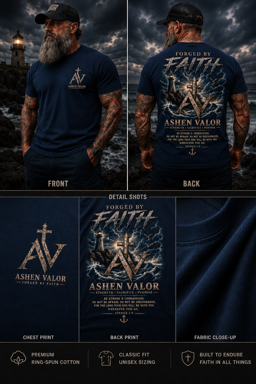 Forged by Faith – Lighthouse Tee | Ashen Valor