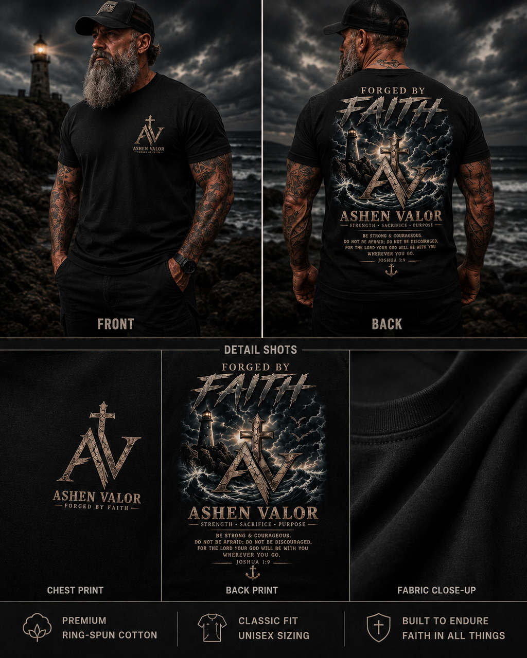 Forged by Faith – Lighthouse Tee | Ashen Valor