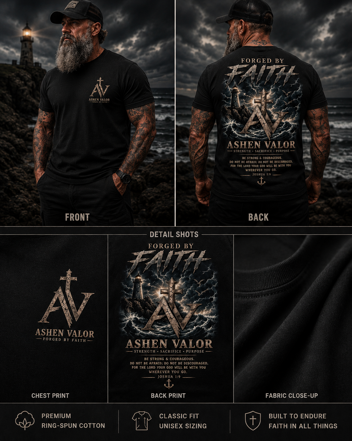 Forged by Faith – Lighthouse Tee | Ashen Valor