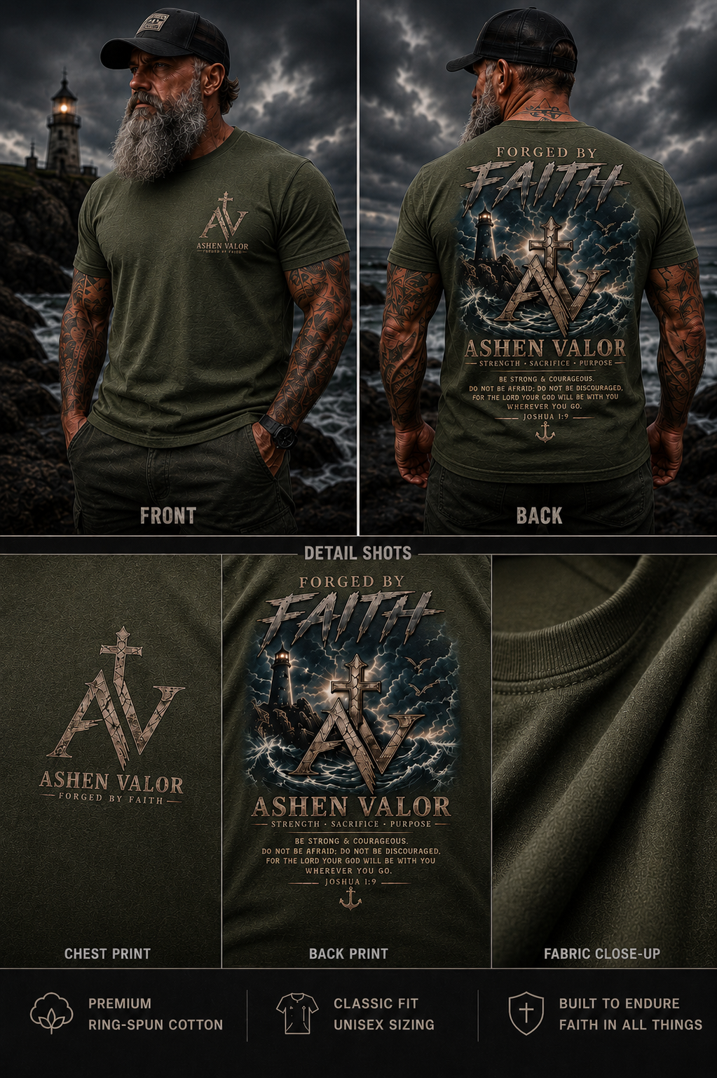 Forged by Faith – Lighthouse Tee | Ashen Valor