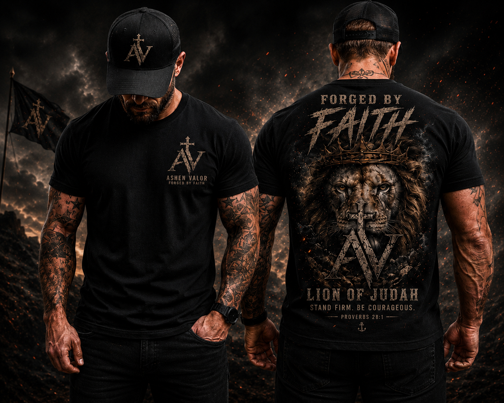 Forged by Faith – Lion of Judah Tee | Ashen Valor