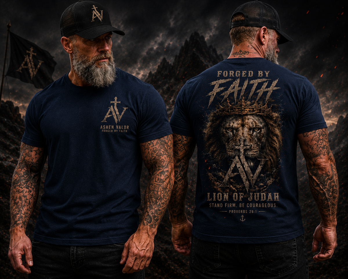 Forged by Faith – Lion of Judah Tee | Ashen Valor
