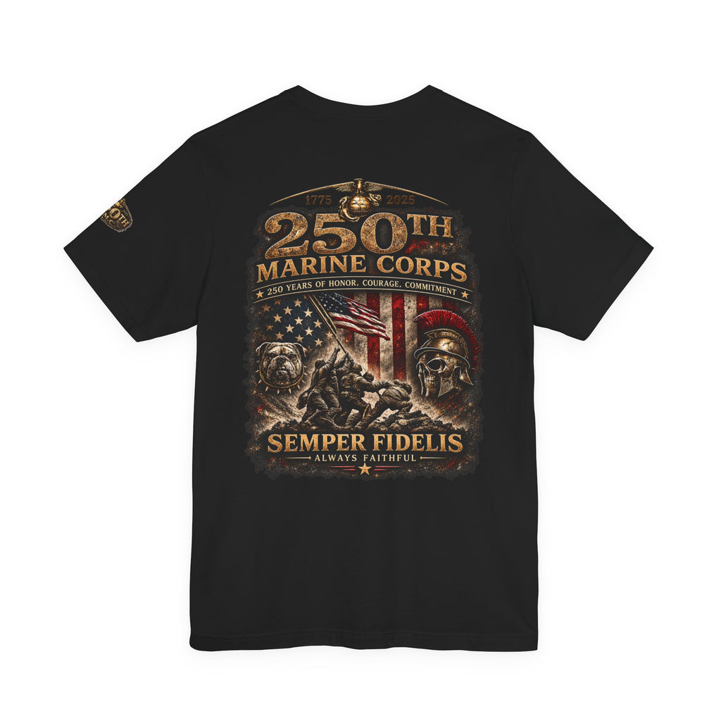 Marine Corps 250th Anniversary T-Shirt — Semper Fidelis Veteran Tribute Tee