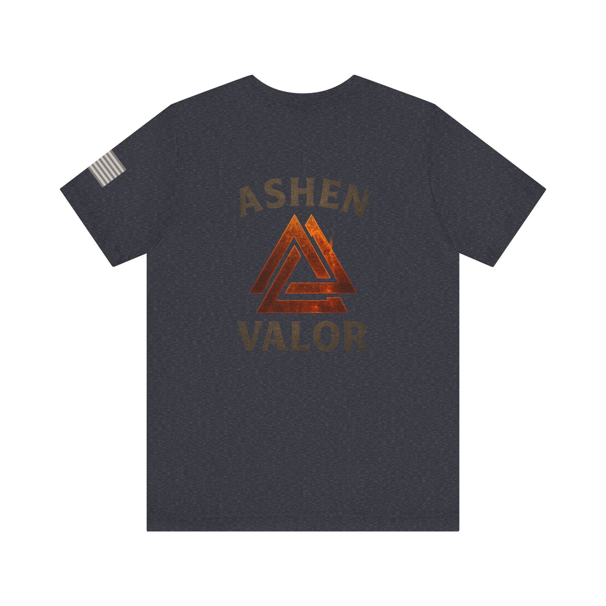 Ashen Valor Flame Logo Tee – Front AV Emblem & Back Fire Graphic