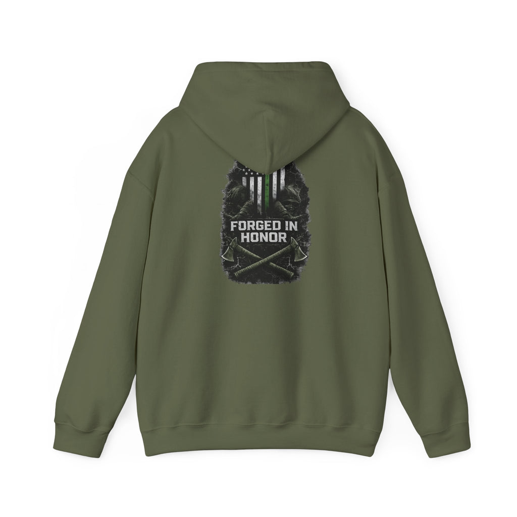 Forged in Honor – Thin Green Line Hoodie | Ashen Valor