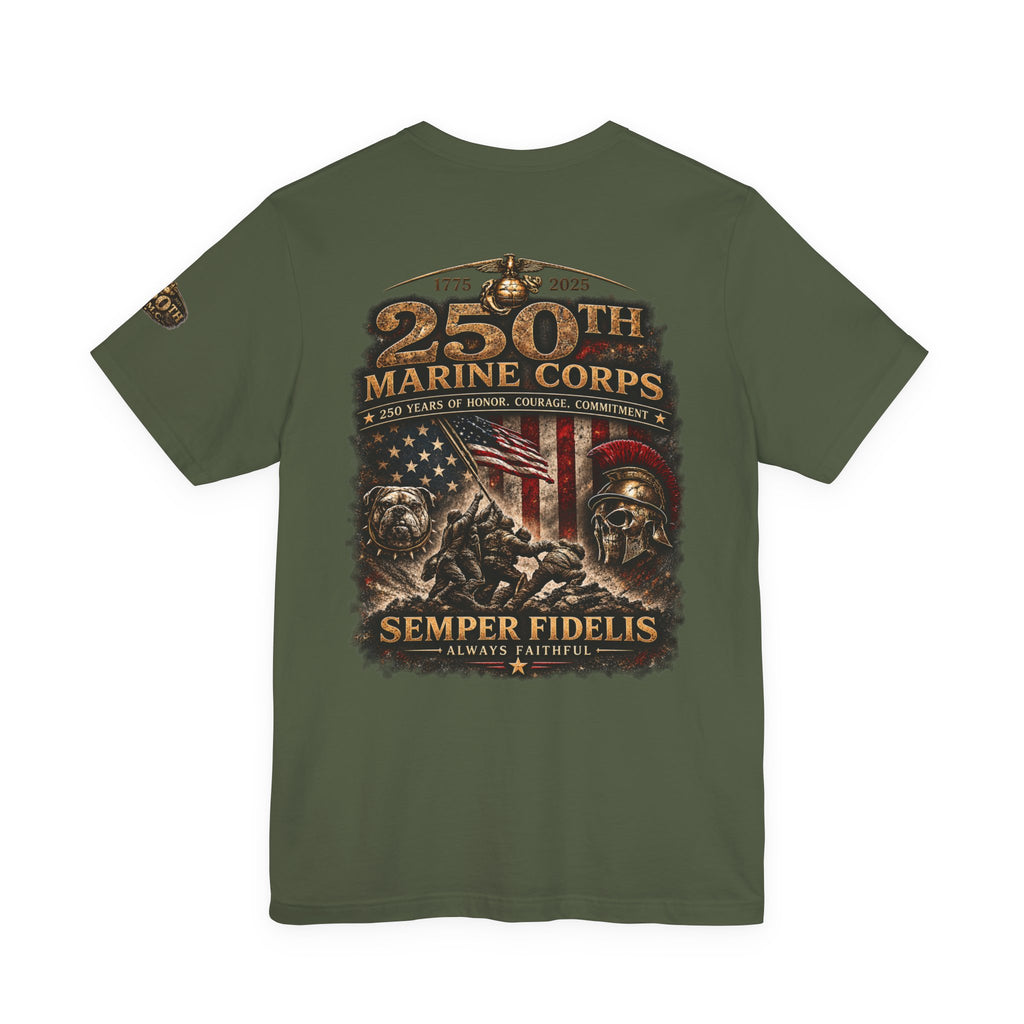 Marine Corps 250th Anniversary T-Shirt — Semper Fidelis Veteran Tribute Tee