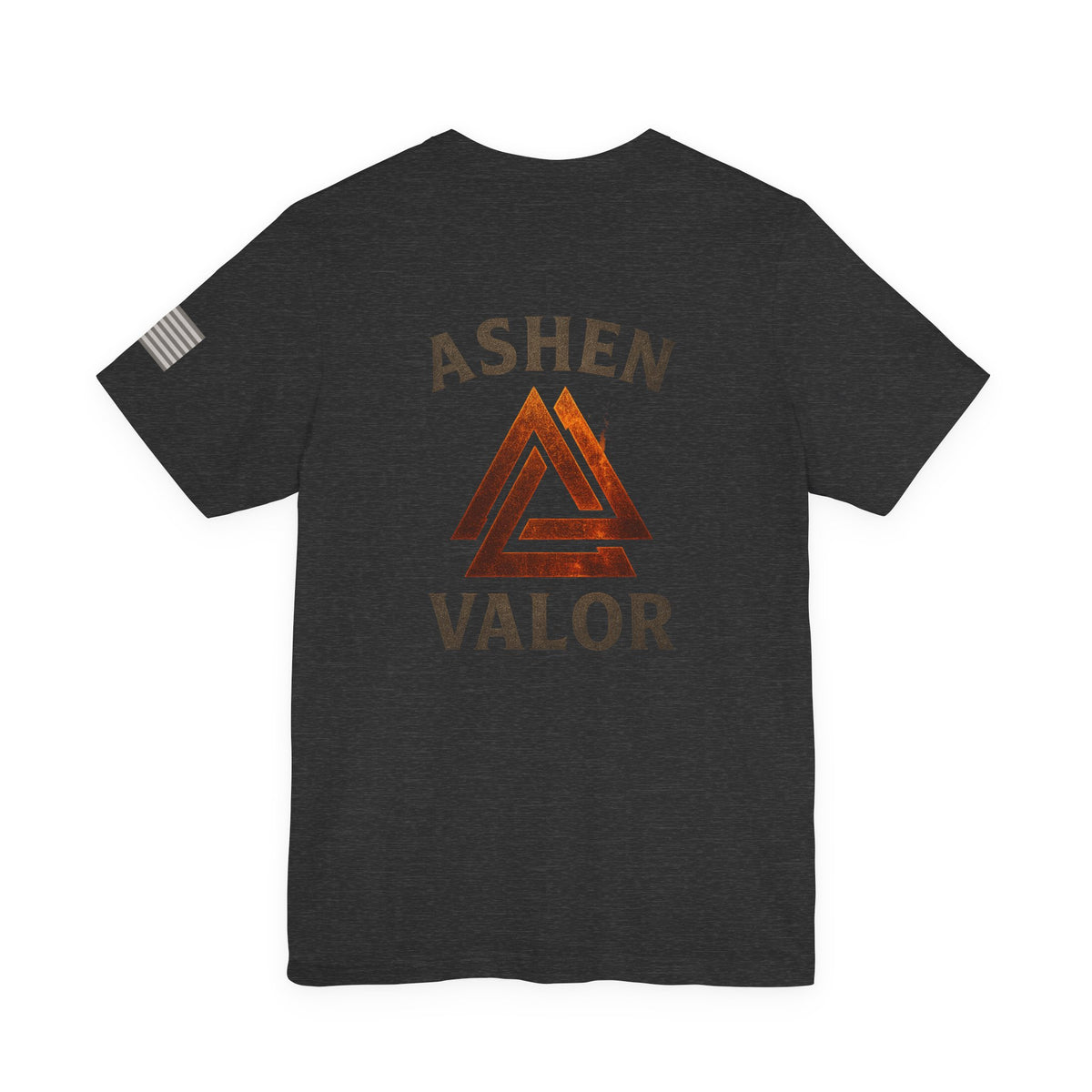 Ashen Valor Flame Logo Tee – Front AV Emblem & Back Fire Graphic